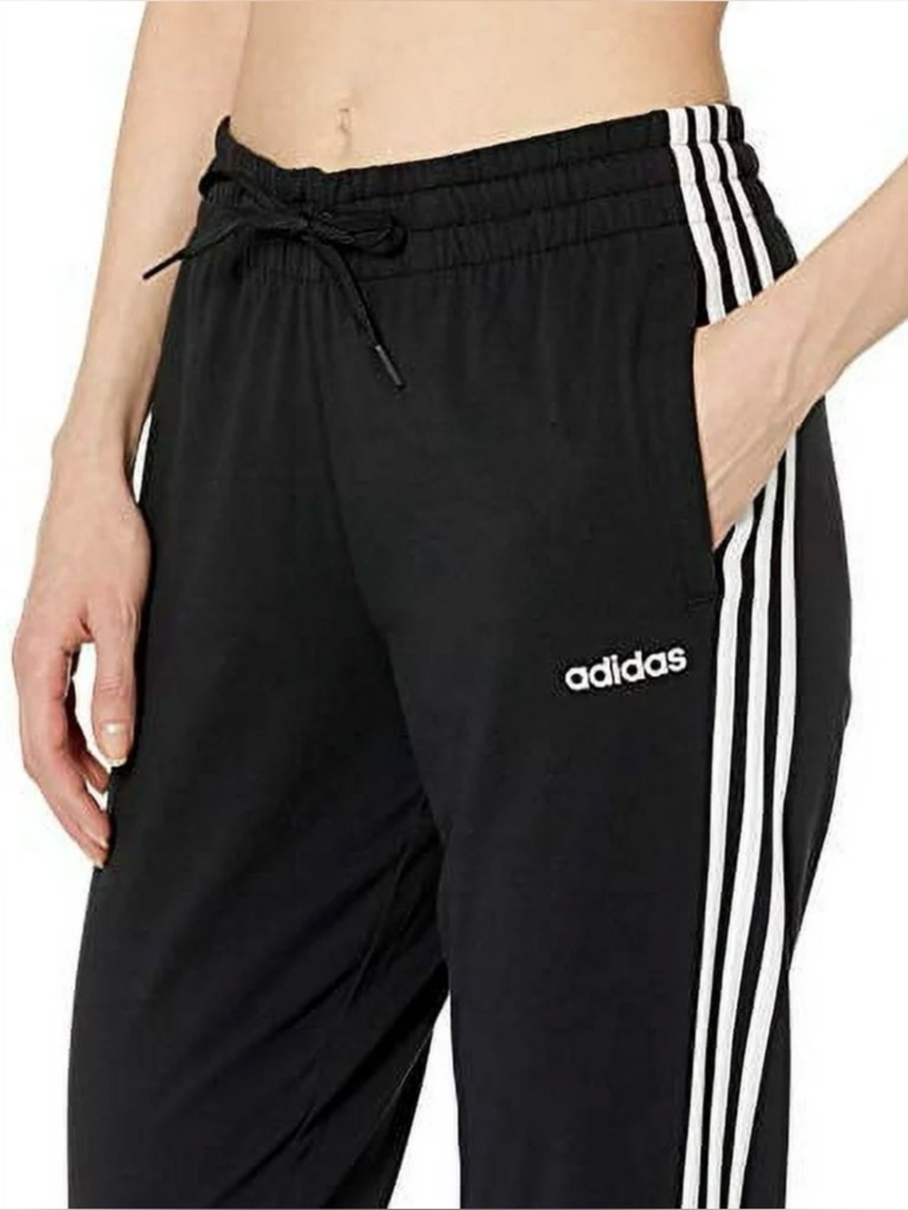 adidas Black Jogger Pants with White Three-Stripe Detail